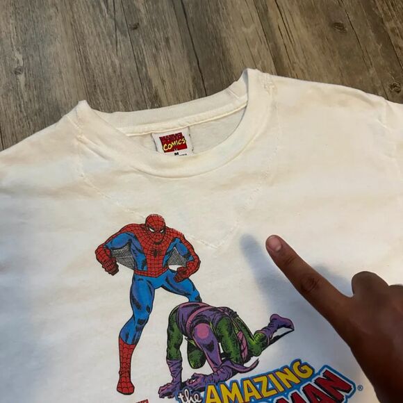 Vintage 2000s Marvel Comics The Amazing Spiderman Green Goblin Tee T-Shirt - Picture 3 of 6